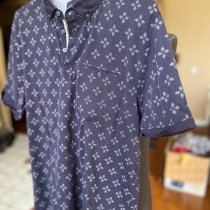 Ted Baker Dark Blue Geometric Polo
